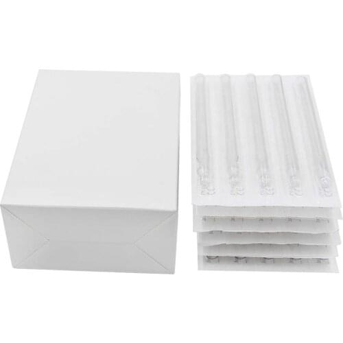 New White Clearly 50PCS 5/7/9/11F Tattoo Long Tips Flat Size Disposable Plastic Long Tattoo Tips Nozzle Tube For Tattoo Supplies