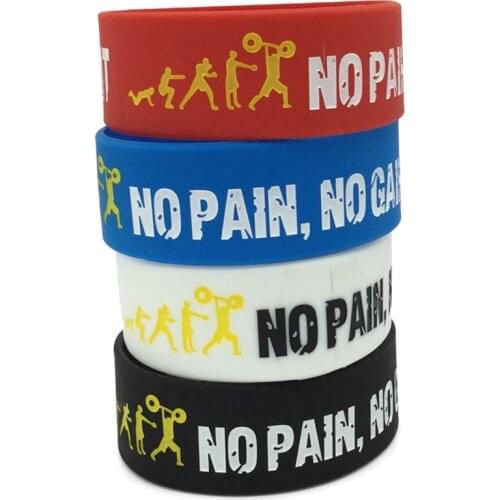New Design Punk Everybody Fit NO PAIN NO GAIN Silicone Bracelet For Men Fashion Outdoor Basketball Wristband Friendship Gift