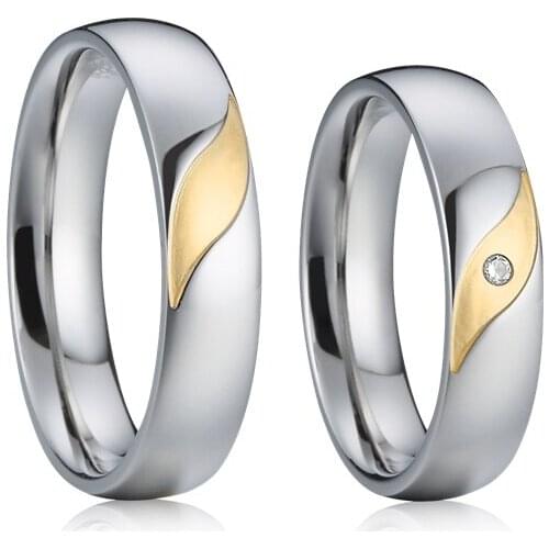 Wedding ring gold filled platinum color titanium jewelry 1 Pair Love Alliance custom proposal couple rings for men and women