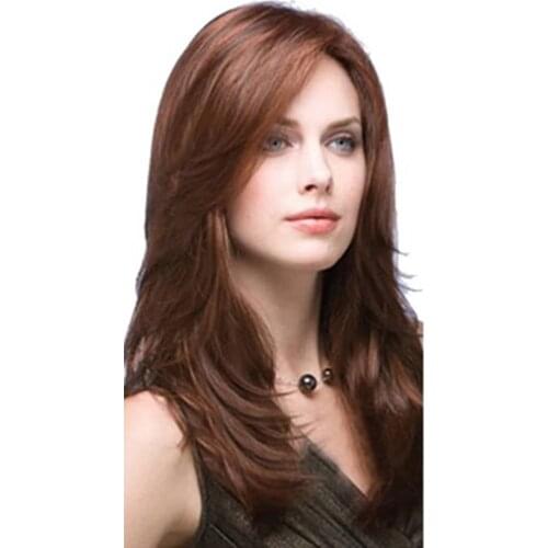 Natural Wave Wig Brown Wig for White/Black Women Hair Wigs Heat Resistant Synthetic Wig Natural Fake Hair Romance Style