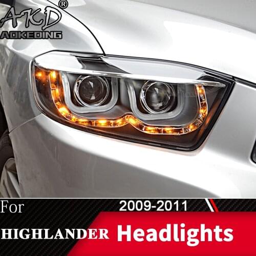 Head Lamp For Car Toyota Highlander 2009-2011 Kluger Headlights Fog Lights Day Running Light DRL H7 LED Bi Xenon Bulb Accessory
