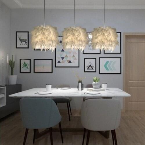 Pendant Lights E27 Feather Romantic Pendant Lamp For Living Room Lighting HangLamp Goose Feather Suspension Luminaire ZM1109