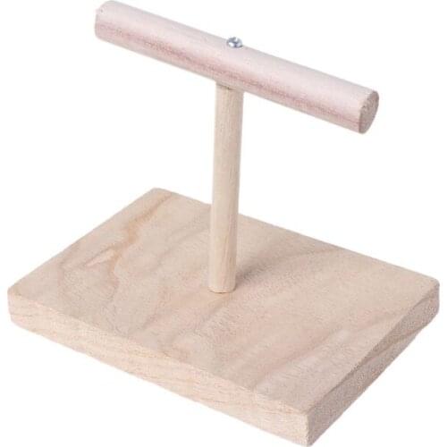 Portable Wooden Pet Parrot Training Rotation Perched Stand Platform Birds Paw Grinding Toys T3EC