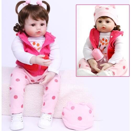 Realistic Soft Silicone Reborn Doll Girl 24 Inch 60 Cm Cloth Body Simulation Real Face Toddler Childrens Toy Holiday Gift