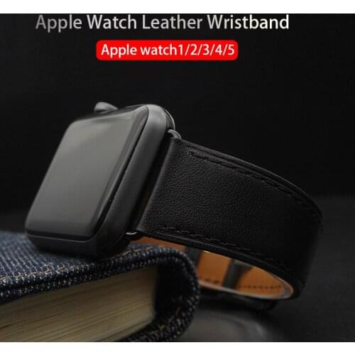 AKGLEADER For Apple Watch 5 4 Genuine Leather Watch Band 3 2 1 strap iwatch 38mm 42mm 40mm 44mm watchbands