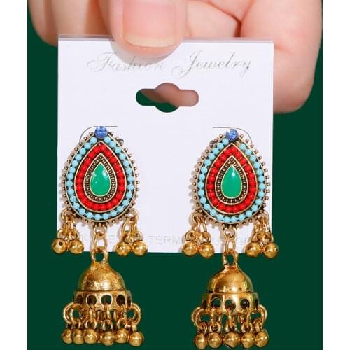 BOHEMIA Gold Color Earrings For Women Turkey Bijoux Vintage Drop Earrings Ethnic Tribe Indian Jewelry Boucle Oreille Femme