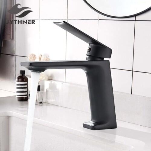 Black Bathroom Basin Faucet Wash Basin Sink Faucet Single Handle Hole Basin Taps Deck Mounted Wash Hot Cold Water Mixer Tap