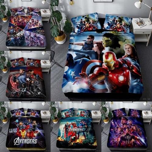 Avenger Alliance Film Cross Border Foreign Trade 3-piece Quilt Set Sheet Fitted Sheet Duvet Cover Single Twin Double Queen King
