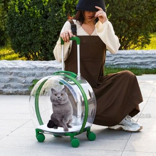 Dog Stollers Carrier Bag Breathable Portable Outdoor Kitten Movable Wheel Handbag Travel Rolling Trunk Trolley Pets Cat Backpack