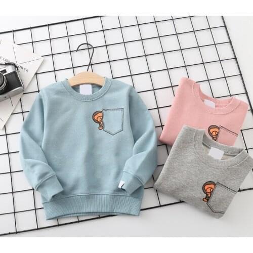 Fashion Kids Boy Girls Cartoon Animal Hide On the Pocket Printed Hoodie Tops Sweatershirt Casual Hoodies