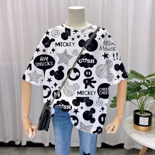 Disney cartoon 3D printing Mickey Tshirt Tops Summer casual Women T-shirts Ulzzang hip hop Streetwear Harajuku short sleeve