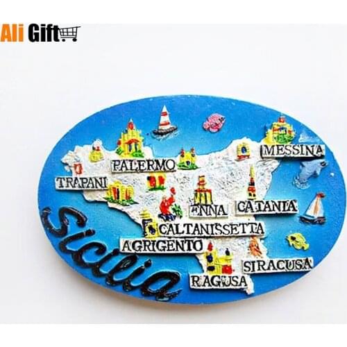 World Tourism Souvenir Italy Sicily Map 3D Refrigerator Gift Italy Travel Souvenir Gift Home Fridge Magnets Decor Accessories