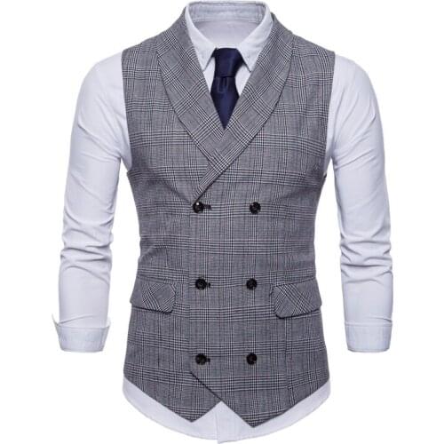 Spring 2021 New Arrival Mens Business Casual High Quality Plaid Pattern Waistcoat
