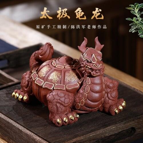 Yixing Purplue Sand Tea Pet Big Decorations Dragon Turtle Tea Pet Yixing