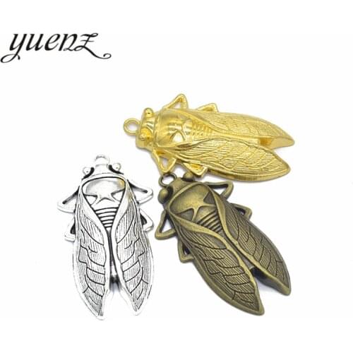 YuenZ 2pcs 3 color Antique bronze cicada Charm fit for Bracelets Necklace Pendant DIY Metal Jewelry 61*34mm D250