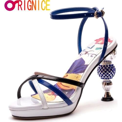 Orignice Fashion New Ball Shaped Heel Women Mixed Color Summer Gladiator Sandals Peep Toe Runway Design Party Ceremony Shoes