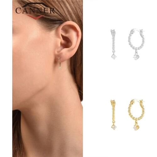 925 Sterling Silver Freshwater Pearl Hoop Earrings for Women INS Simple Gold Silver color Beaded Zircon Earrings