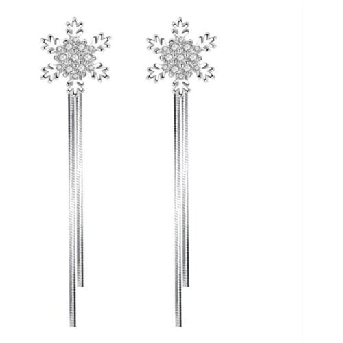 KOFSAC Top Quality 925 Sterling Silver Earrings For Women Jewelry Charm Snowflake Female Long Tassel Eardrop Earring Accessories