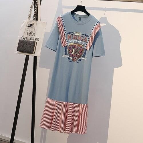 Plus size Women Cotton Long Maxi Dress Vintage Print Vestidos Ladies 2020 Summer Sundress Casual striped patchwork Robe Femme