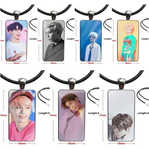For Women Men Necklace Fashion Long Chain With Rectangle Necklace Jewelry Korea Star Jonghyun Key Shinee Kpop Minho