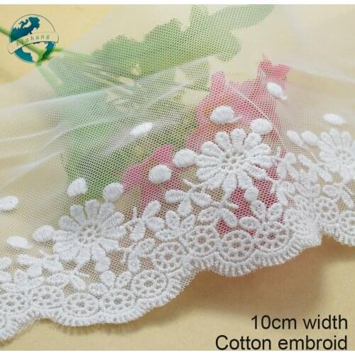10yards 10cm cotton embroided lace ribbon guipure trim fabric DIY sewing Accessories supplies african french lace applique#1797