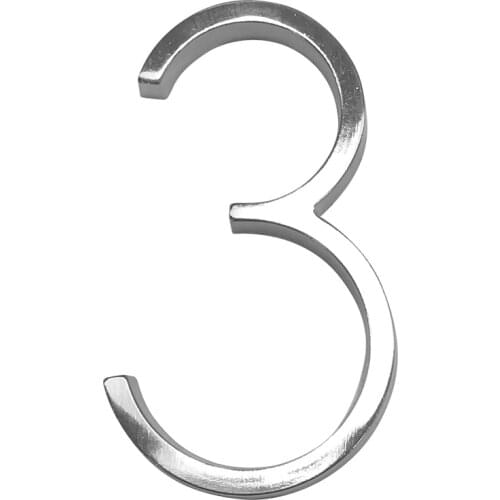12cm Brushed Nickel House Number Sign #3 Alphabet Letters 5 inch. Signage Home Door Numbers Outdoor Address Numeros Puerta