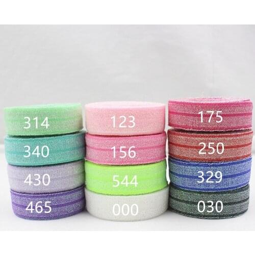 1684-10 , 16MM Rainbow glitter Fold Over Elastic ribbon , DIY handmade clothing accessories, headwear elastic band