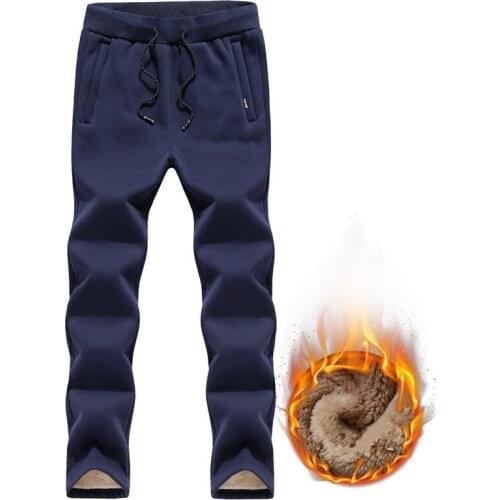 2020 Thick Fleece Jogger Mens Pants Cotton Trousers Male Winter Warm Velvet Sweatpants Tracksuit Joggers LoosePencil Pants L-5XL