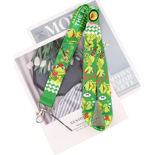 24pcs/lot MD983 DMLSKY Cartoon Frog Cute Lanyard Keychain keys Badge Mobile Phone Rope Kids Gifts Lanyard With Card Holder Cover