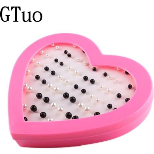 36 Pairs/Set Stud Earrings for Women Oorbellen Pink Heart Black White Pearl Earings Fashion Jewelry Christmas Gift Brincos