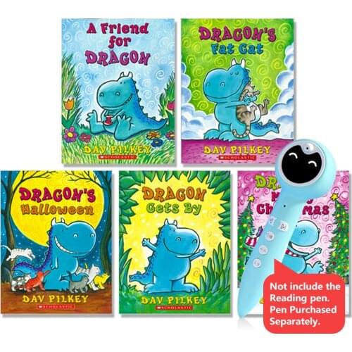 5 Books/set Scholastic Dragon By Dav Pilkey English Picture Reading Story Book Set Comic Books for Children Kids
