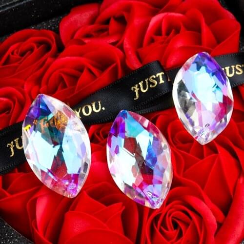 5PCS Horse Eye Crystal Pendant AB Color Suncatcher Crystal Prism Faceted Chandelier Part Accessories Hanging Ornament Home Decor