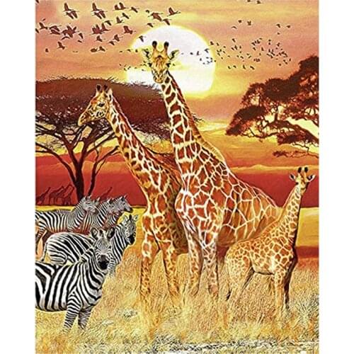LZAIQIZG 5D DIY Diamond Painting Full Square/Round Africa Giraffe Zebra Diamond Embroidery Sale Animal Handicraft Decor For Home