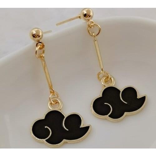 Anime Cosplay Jewelry Akatsuki Organization Enamel Red Cloud Pendant Drop Earrings For Women Men Accessories