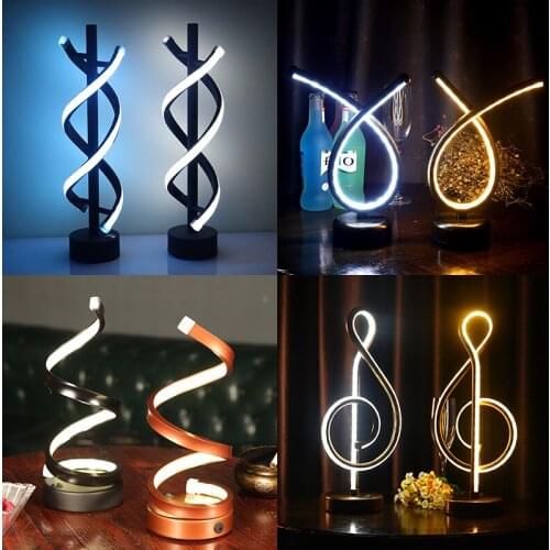 Bar Lamp Led Charging Table Lamps Restaurant Bedroom Bedside Night Lamp Spiral Neon Signs Stand Desk Light Fixtures Home Decor