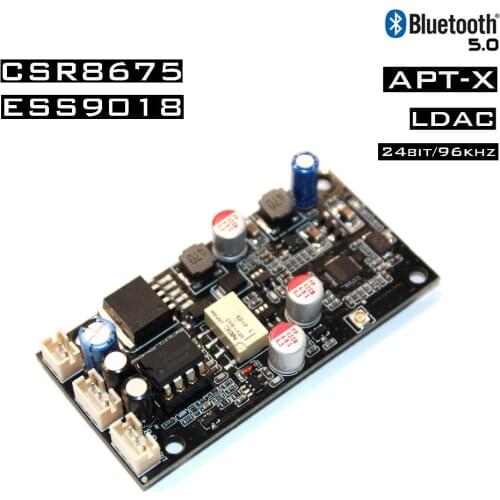 APTX HD CSR8675 Wireless Adapter Bluetooth 5.0 Receiver Board ES9018 I2S DAC Audio Decoder Board 24Bit/96Khz LDAC With Antenna