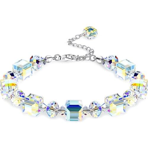 ZEMIOR Multicolor Austria Crystals Bracelets for Women S925 Sterling Silver Chain Bracelet Birthday Gifts for Wife Best Friend