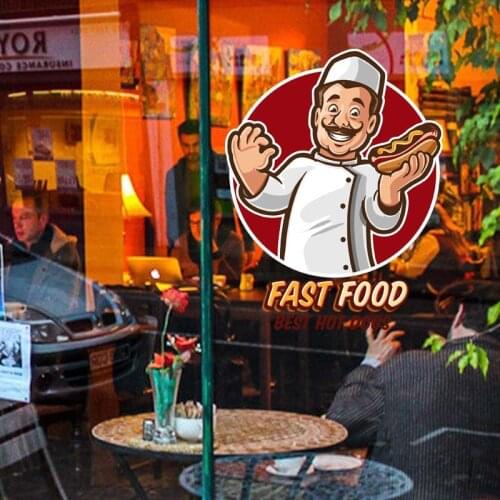 Fast Food Sticker Double-sided Restaurant Decal Poster Vinyl Art Wall Decals Decor Mural Pizza Sticker Wall Decal Glass Decal