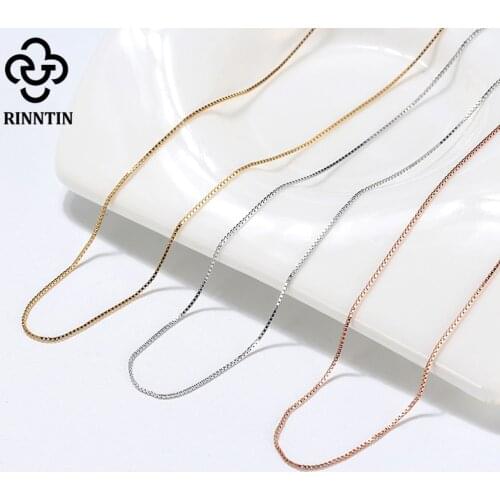 Rinntin 925 Sterling Silver Box Chain Cable Chain Necklace for Women Men 16/18/20/22/24 Inch Super Thin Fashion Jewelry SC07