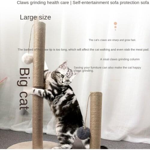 Pet Toy Sisal Cat Scratching Post for Cats Kitten Climbing Post Jumping Tower Toy with Ball Bite-resistant Protecting Furniture