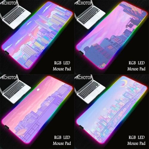 Pink Sailor Moon landscape aesthetics art Anime Mouse Mat RGB Gaming Mouse pad as Christmas gift 40x90 for Child and Girlfriend