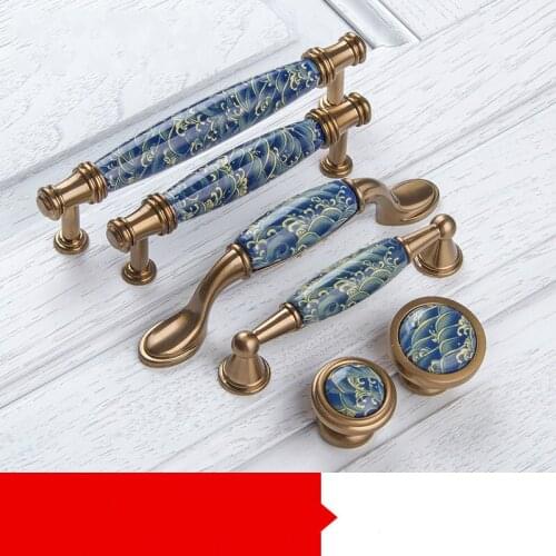 European Elegant Round Drawer Knobs Ceramic Kitchen Cabinet Knobs Handles Wardrobe Furniture Pulls Square Door Handles