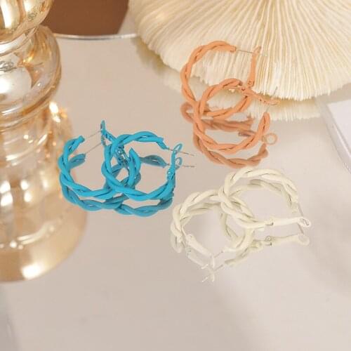 Summer Round Stud Earrings White Winding Alphabet C Ear Studs Orange Temperament Light Blue Stud Earrings Girl Gifts For Friends