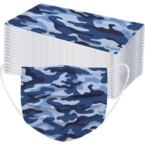 50pcs Cosplay Camouflage Disposable Mask Kids Printed 3ply Filters Ear Loop Children Mouth Masks Halloween Costume Mascarillas