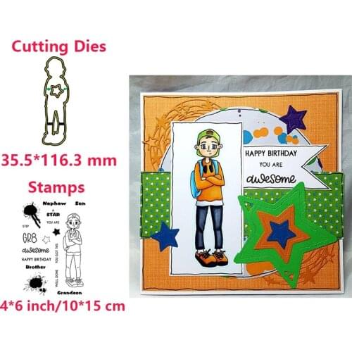 Brother Son Nephew Grandson Stamps and Dies Set for Card Making DIY Scrapbooking Paper Crafts Knife Mould 2020 New Arrival