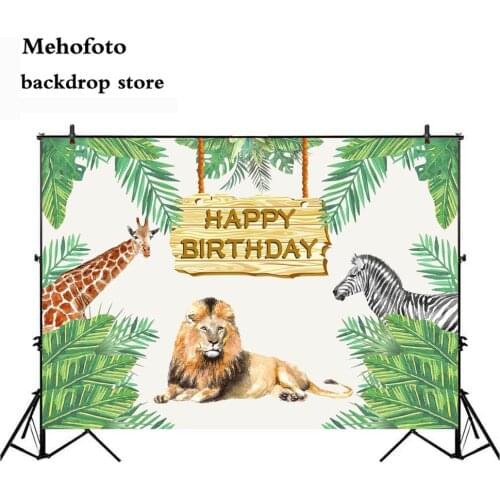 Mehofoto Newborn Baby Shower Party Banner for Decoration Backdrop Wild One Animals Happy Birthday Lion Photo Background 219