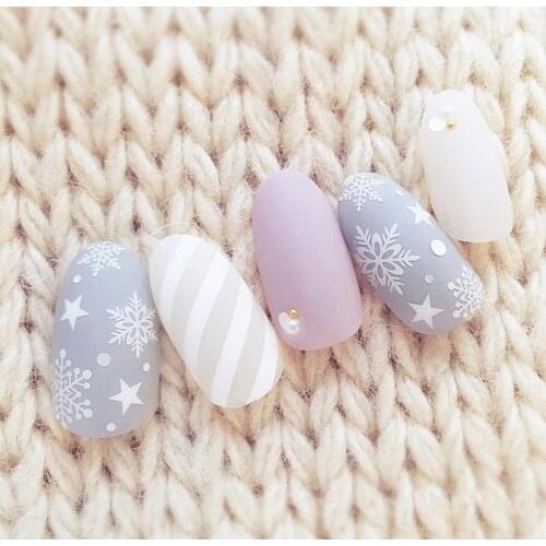 Newest Christmas Xmas white snow design gift 3d nail art stickers decal template diy nail tool decorations
