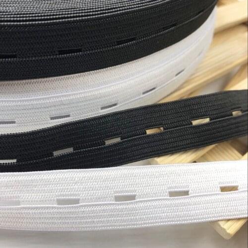 2M Sewing Knit Buttonhole Flat Elastic Bands 20mm White and Black