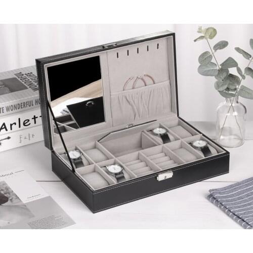 Protable PU Leather Watches Organizer Display Collection Case Jewelry Earrings Rings Necklace Storage Box