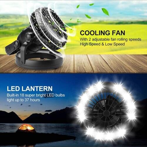 Portable Led Camping Lantern With Ceiling Fan Hiking Hunting Picnic Hurricane Emergency Survival Kit Outdoor Camping Equiment
